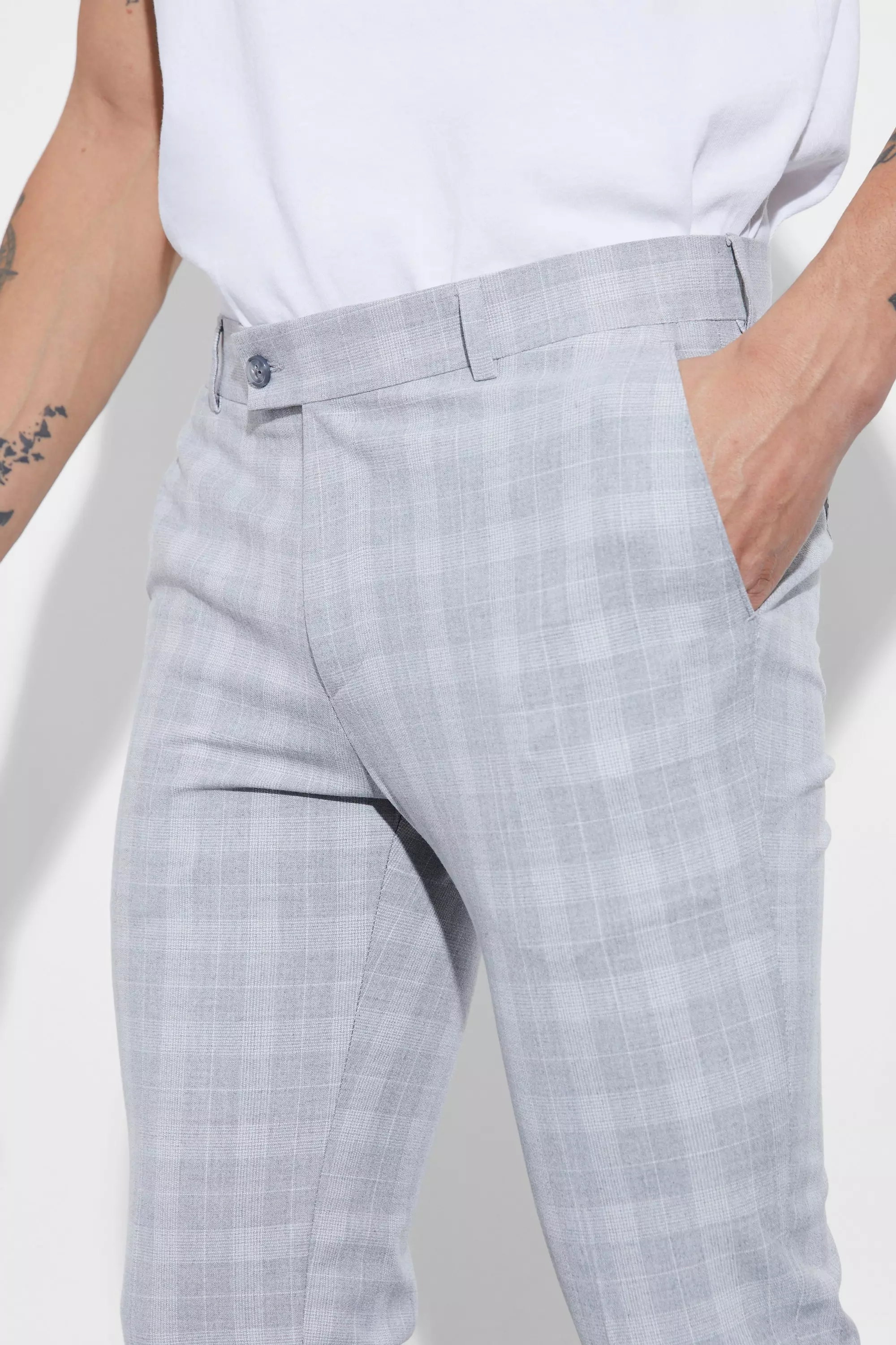 Grey on sale check pants